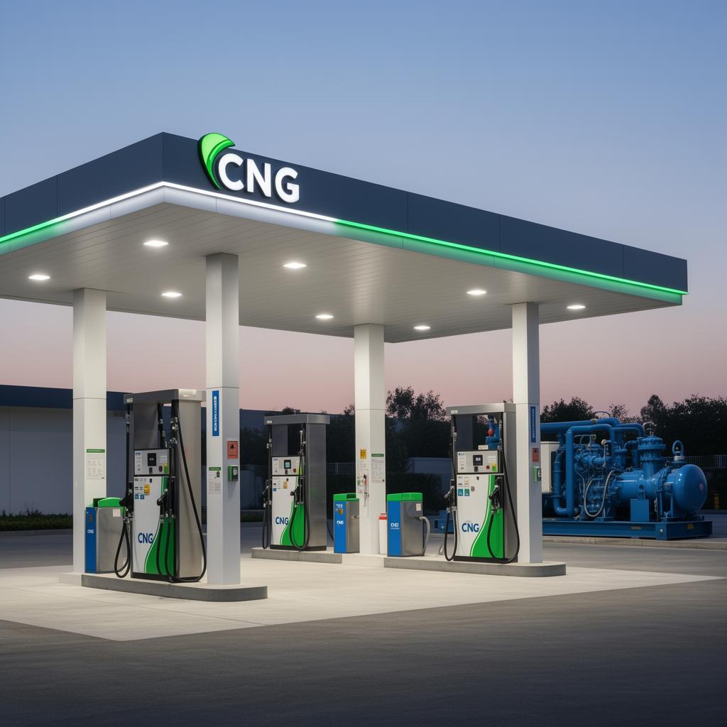 CGD CNG retail station automation with dispensers, compressors and central monitoring