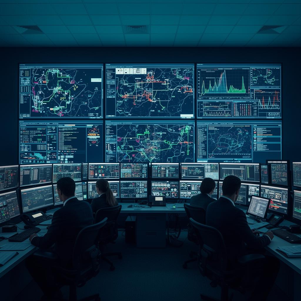 Integrated command control centre with multi-site SCADA, alarms, KPIs and GIS dashboards